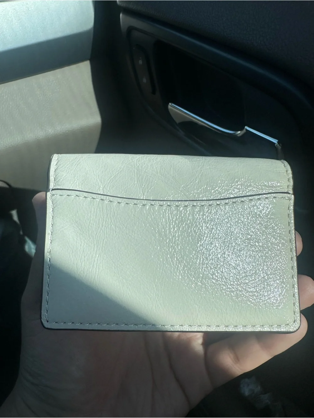 Coach White Leather Card Case with Red Cherry Charm and Key Charm - New